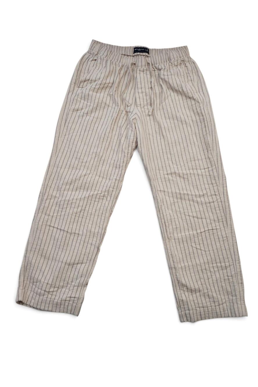 Abercrombie & Fitch Baggy Linen Blend Pants Men's Medium Beige Striped 30x28